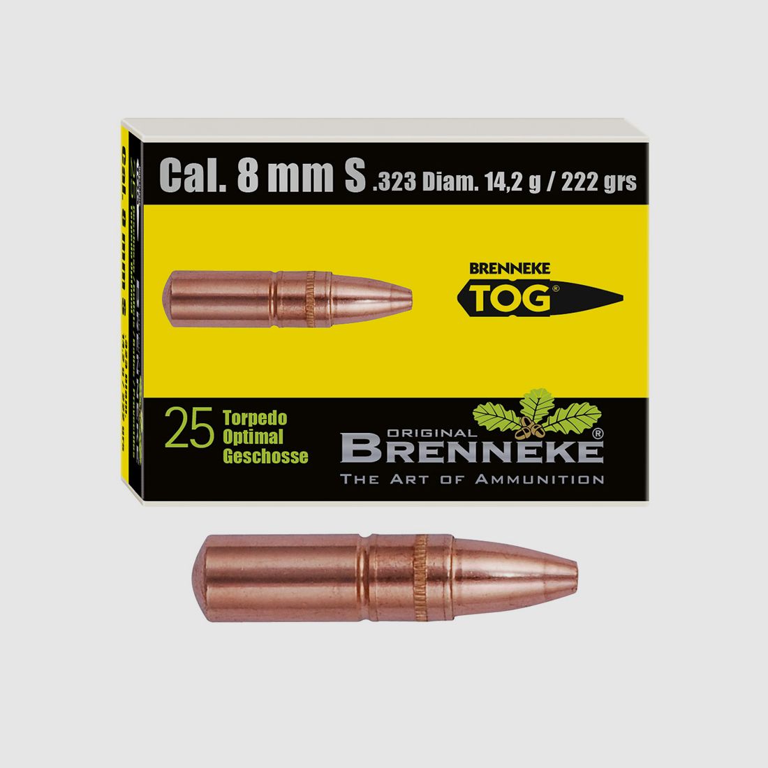 Brenneke kogel 8mm S (.323) TOG 14,2g / 220grs 25 stuks