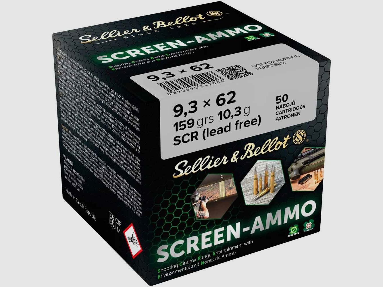 9,3x62 Screen-Ammo SCR Zink 10,3g/159grs. Sellier & Bellot