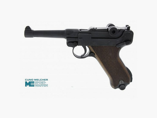 ME P08 - SCHRIKPISTOOL - 9MM P.A.K. - GEKLEURD - HOUTEN GREPEN