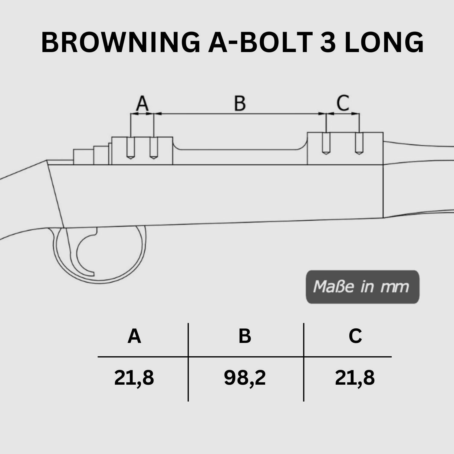 Rifle Doc Picatinny Weaver STAHL Schiene für BROWNING A-BOLT LA (Long Action)