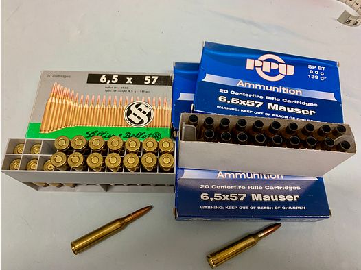 Hulsmunitie 6,5x57 SP BT  56 stuks