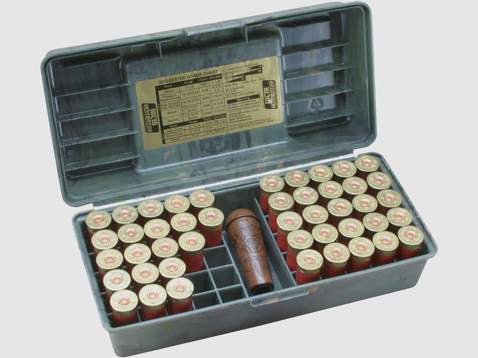 MTM Shotgun Shell Box SF-50-20-09 wild camo with carrying handle for 50 shotgun shells .20
