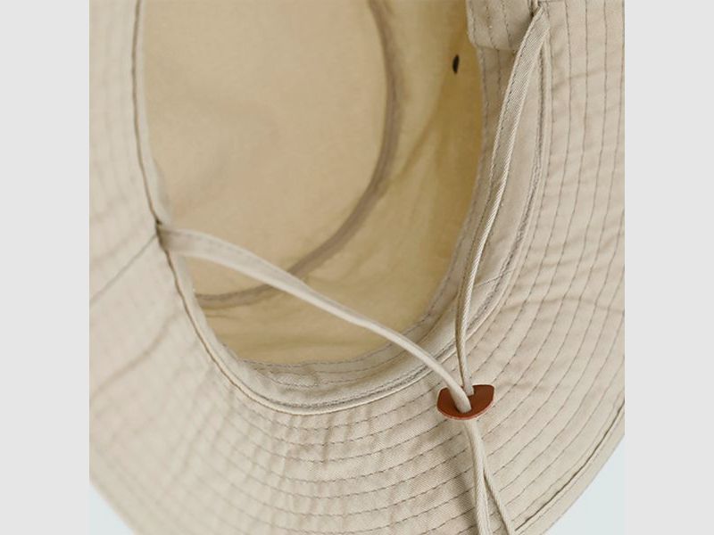 Fiebig Cloth hat cotton solid with snap and chin strap Beige, billede 2 af 3