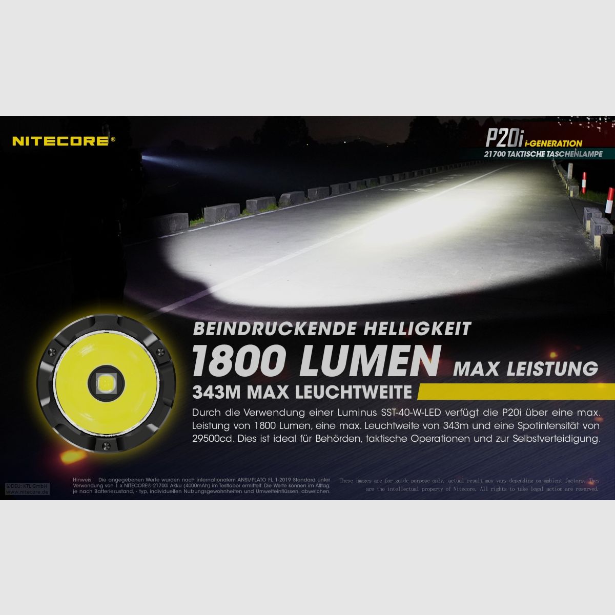 Nitecore P20I flashlight P20i 1800 lumens