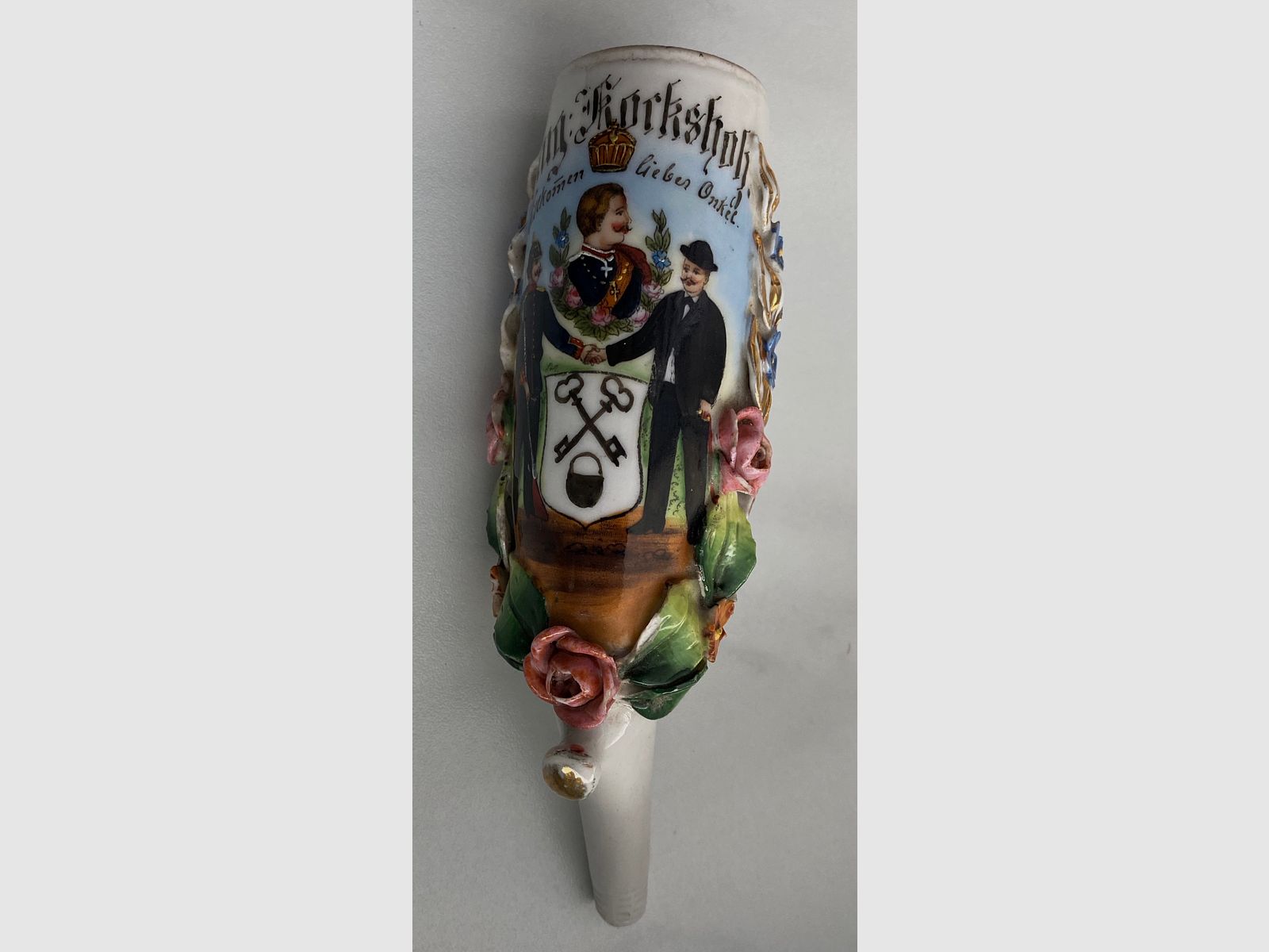 Tête de pipe et image de réserviste, pipe de réserviste, porcelaine, réservistes, bois de manteau 1905
