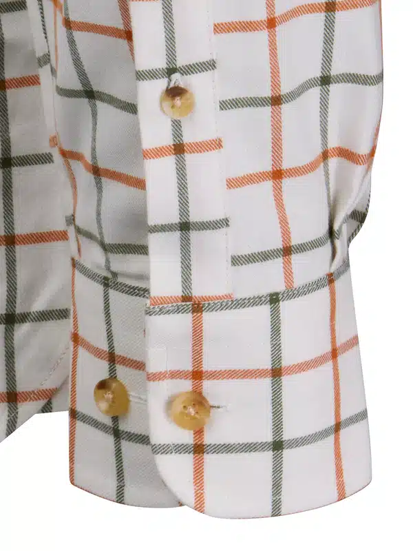 Laksen Fabian brushed organic cotton shirt – Burnt Orange / Olive, image 3 of 3