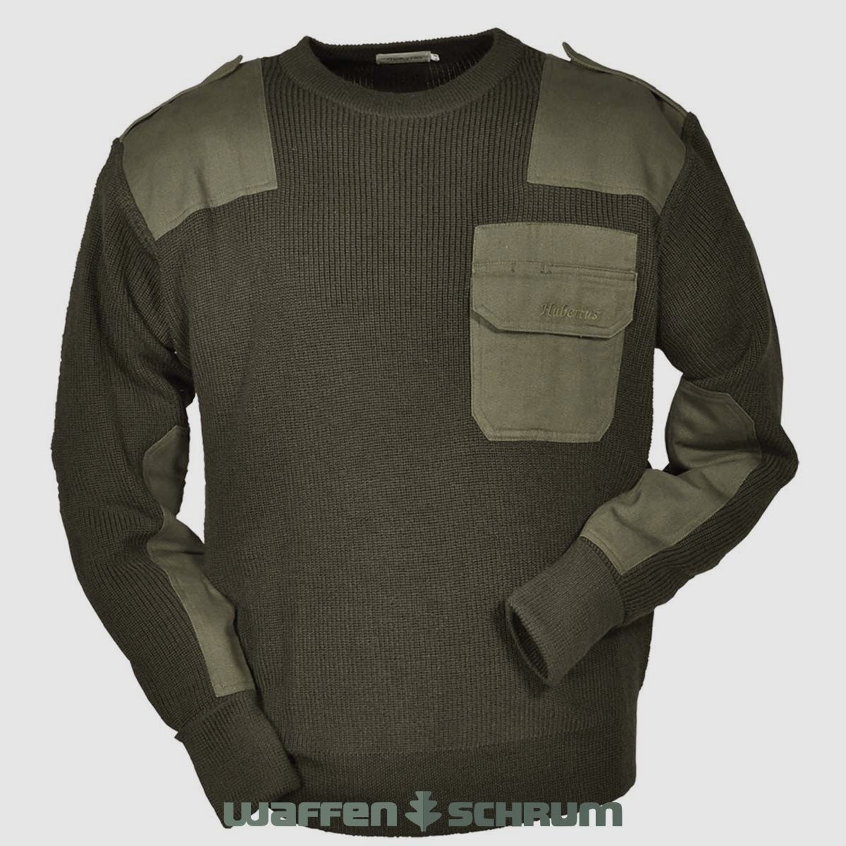 Hubertus Jagdpullover mit Besätzen  Oliv