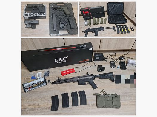 Airsoft Begadi E&C BC-9 M4 AR15, VFC MP7 GBB v2, Novritsch SSP18 GBB, VFC Glock 17 Gen5 GBB