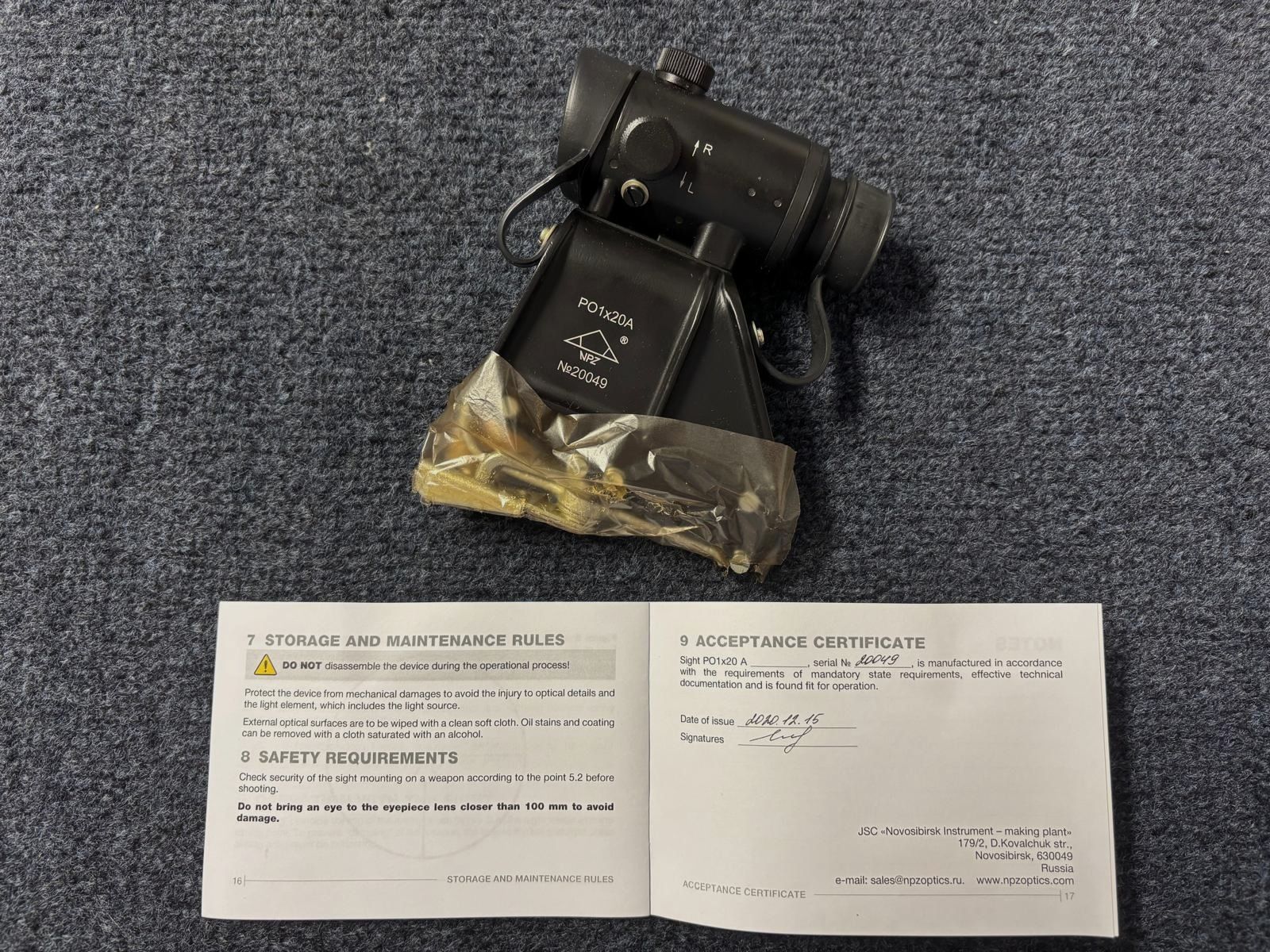 NPZ PO1x20A 1P76 Rakurs AK Visier Optik - NOWY - Izhmas Saiga WBP SDM Cugir Arsenal AK47 AKM AK74