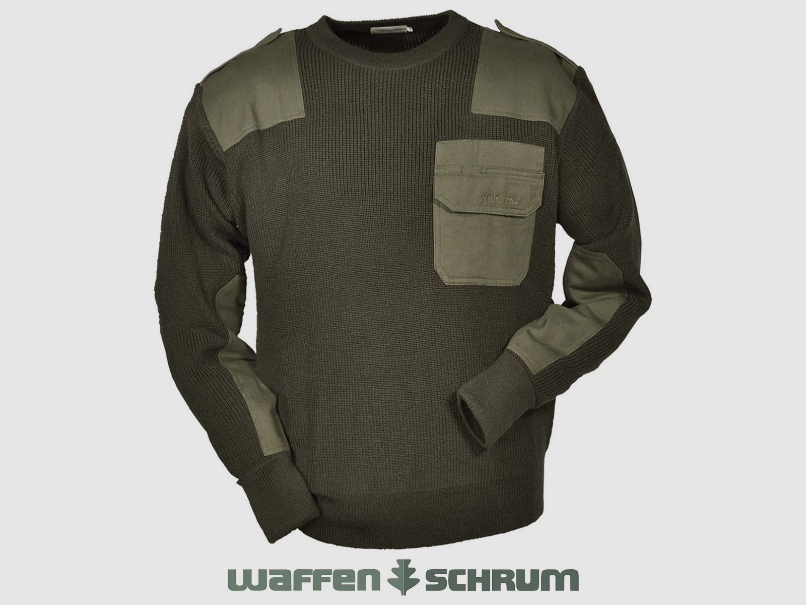 Hubertus jachtpullover met inzetstukken olijfgroen