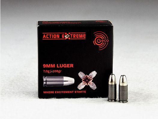 GECO 9 mm Luger, Action EXTREME 108 grs 1 opakowanie (20 strzałów po 1,495 €*)