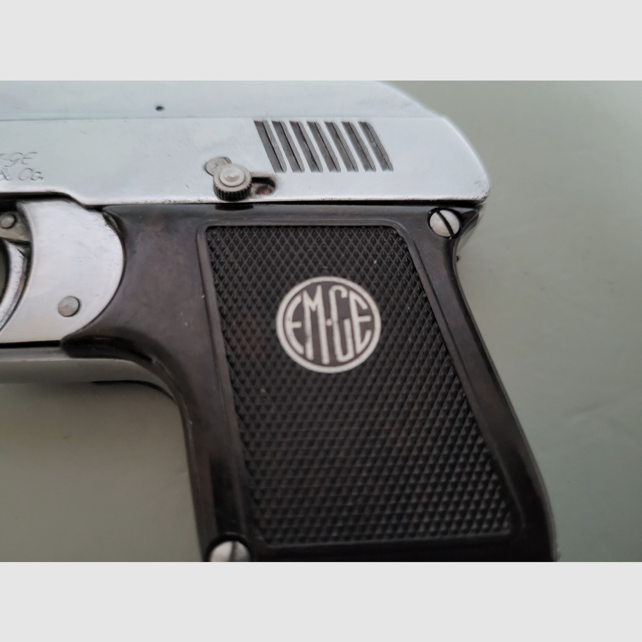 Rare Old Gas Pistol Blank Firing Pistol - ORIGINAL EM-GE Gerstenberger & C0 Model . 6 Patent - 1950s