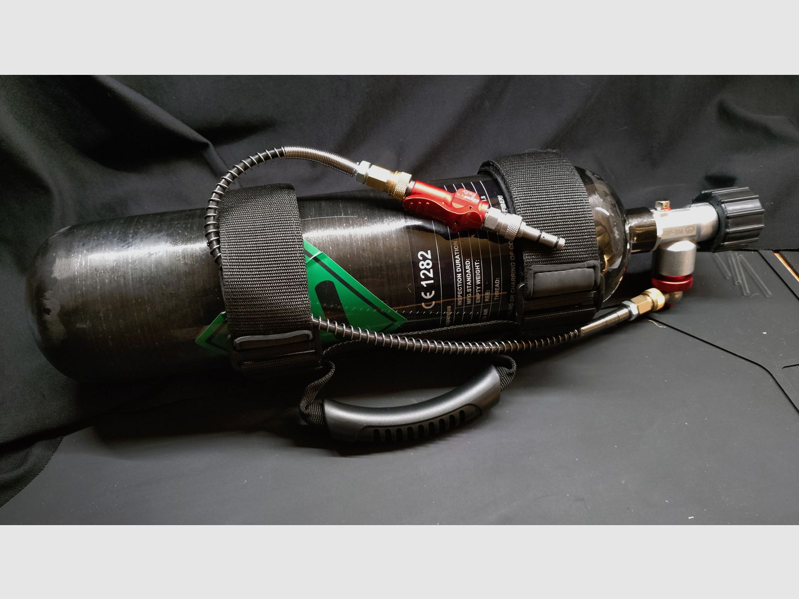 Bottiglia PCP in carbonio da 3,0 litri incl. Foster Quickfill "Edgun Eazyfill" e cinghia di supporto BestFittings, immagine 1 di 5