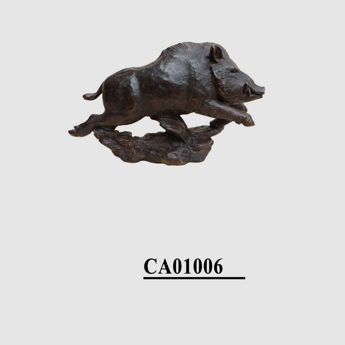 Lovergreen growing bronze statue motif jumping wild boar medium size