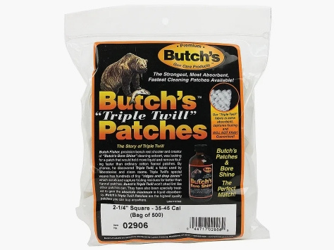 Butch's Triple Twill Reinigungspatches 500 Stück für .35 - .45 / 10mm / 9mm