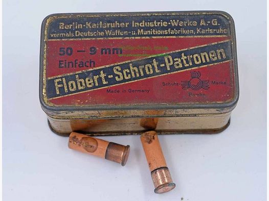 Berlin-Karlsruher-Ind.-Werke Flobert in original tin can 9mm Flobert shot