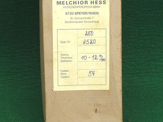 Melchior Hess	 Gefettete Hartfilzpfropfen Kal.54