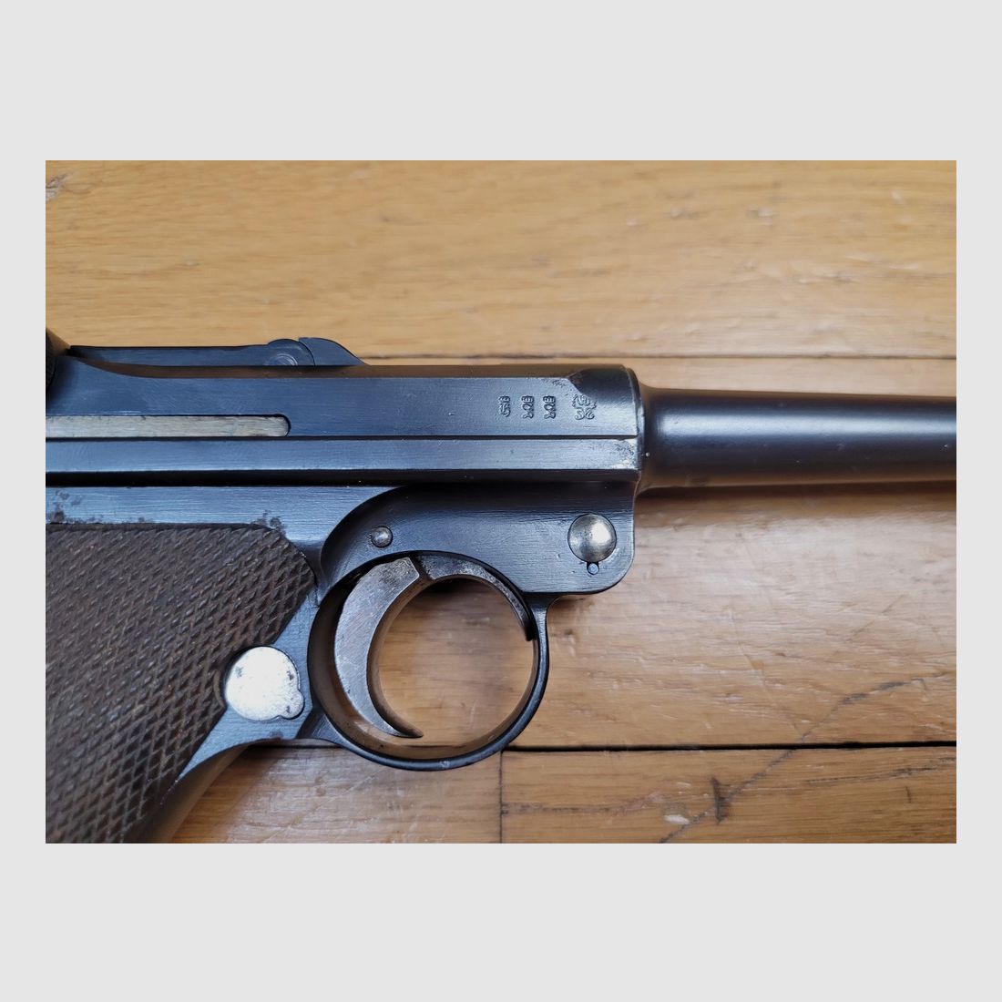 Guter Luger P08 Pistol – DMW von 1916 – Monomatrikel – 100% 14-18 – Gutes Magazin mit Holzboden – Lauf mit guten Zügen – Waffe zu reinigen sowohl für den Schuss als auch für die Sammlung – EM in globalem Zustand, Bild 20 von 21