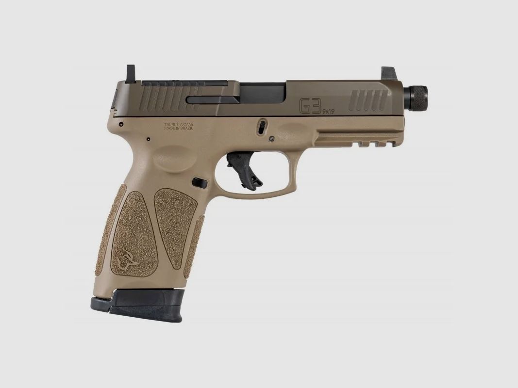 PISTOLET TAURUS G3 TACTICAL T.O.R.O. CERAKOTE PATRIOT BROWN TAN 9MM LUGER FULL SIZE 17 RDS. TALL CO-WITNESS SIGHTS