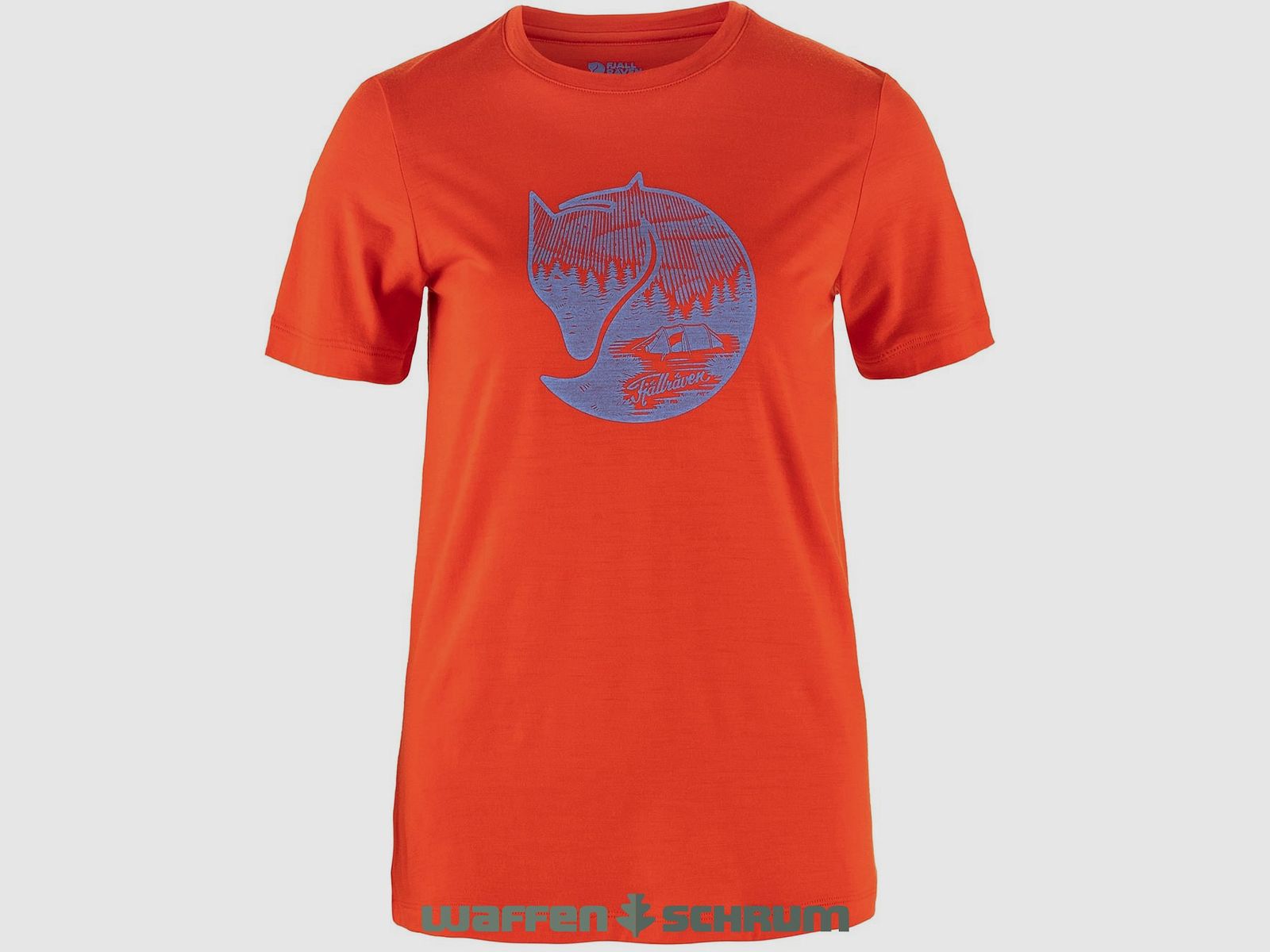 Fjällräven T-Shirt Abisko Wool Fox Vlam Oranje-Ultramarijn