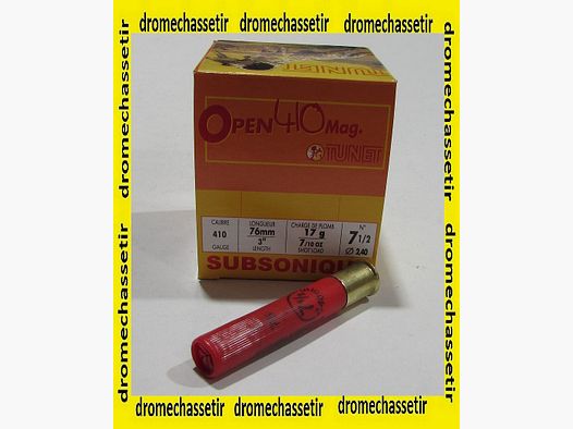 Boite 25 cartouches cal 410 tunet subsonique plomb 7.5