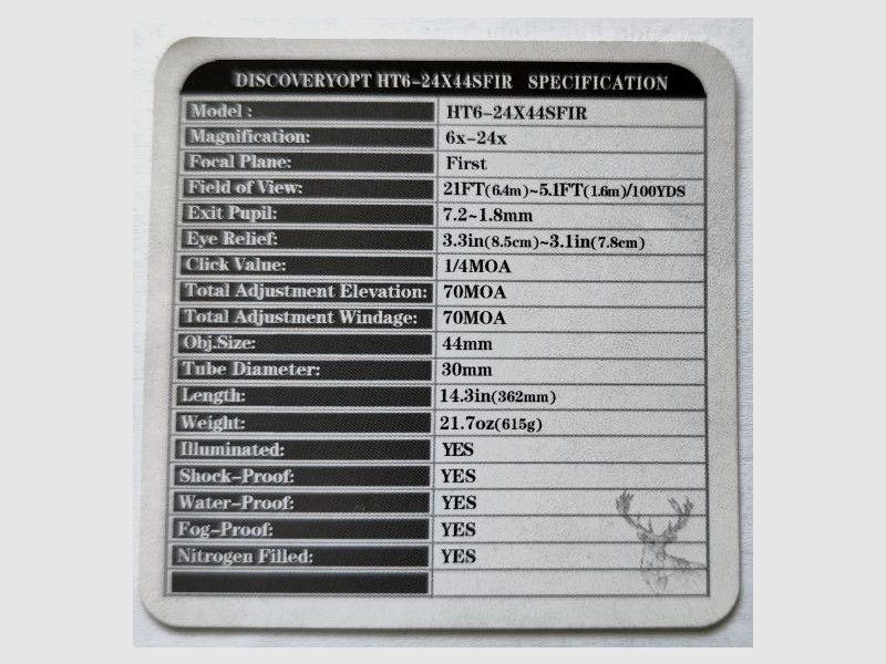 Doelrifle Discovery Optics HT-GEN II 6-24x44SFIR incl. montage