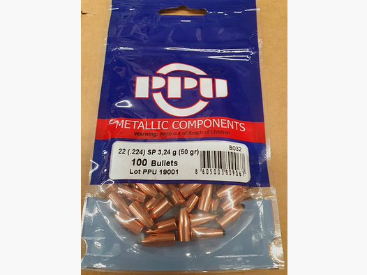 .224/50grs PPU SP 100 Stk. Geschosse B-032