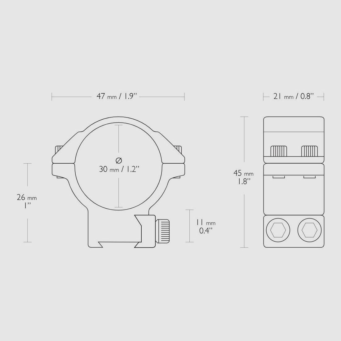 Hawke Match Fixed Mount Aluminum 9-11mm 30mm Two-Piece Medium, image 2 of 2