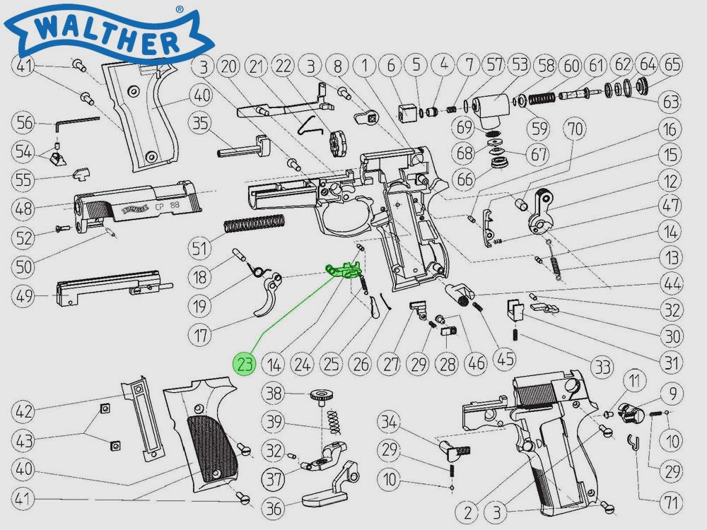 Trommelraste fĂĽr CO2 Pistole Walther CP88, Ersatzteil