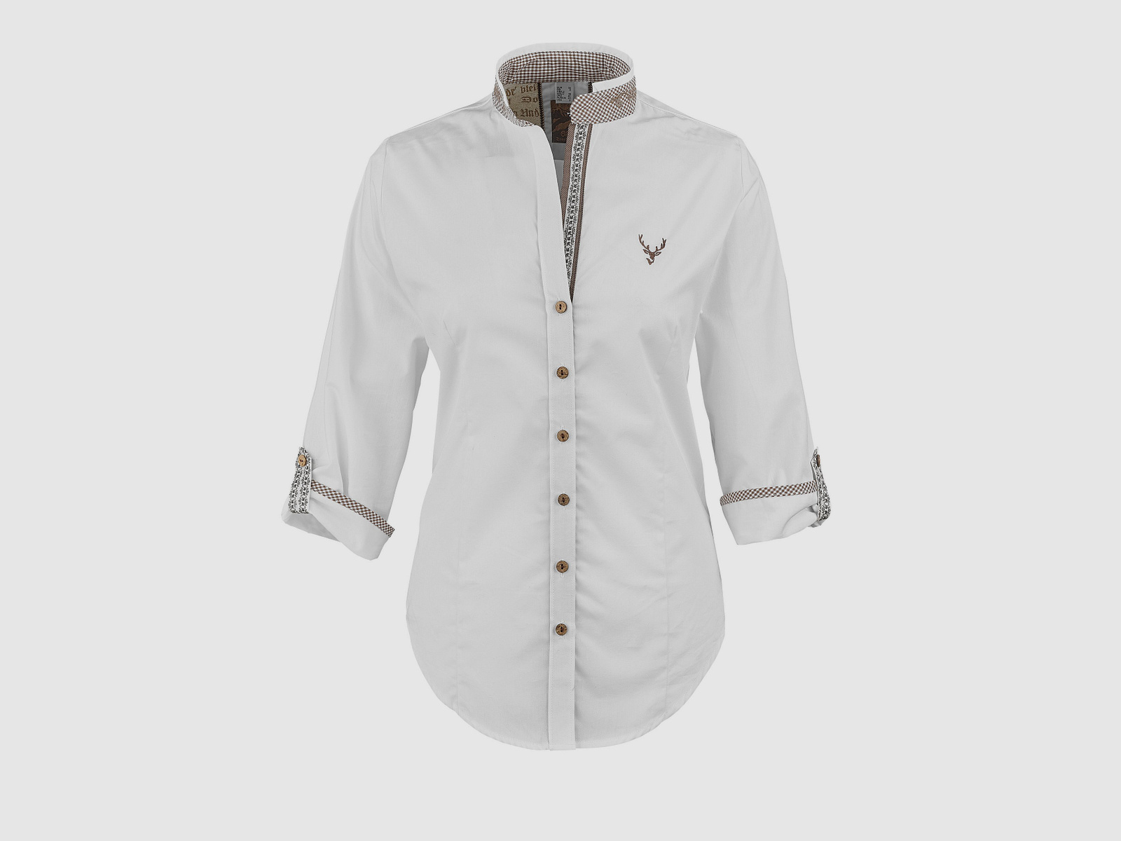 OS-Trachten long-sleeve blouse with stand-up collar