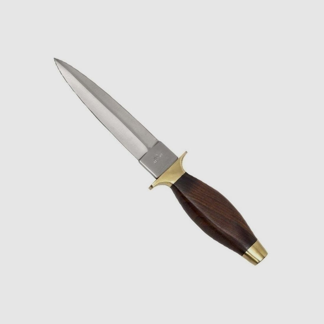 Stiletto with wooden handle and leather sheath