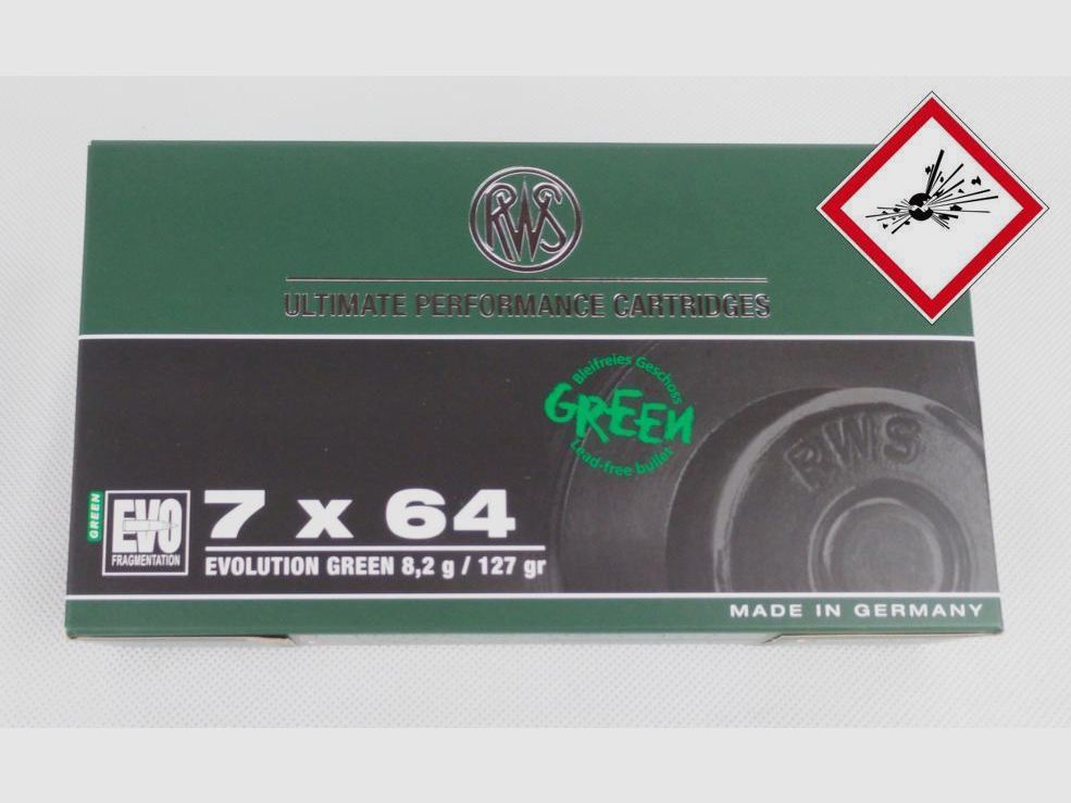 RWS EVOLUTION GREEN hunting cartridge caliber 7X64 127grs