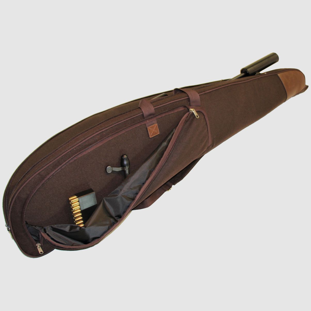 Langgeweerhoes met buitenzak en schouderriem