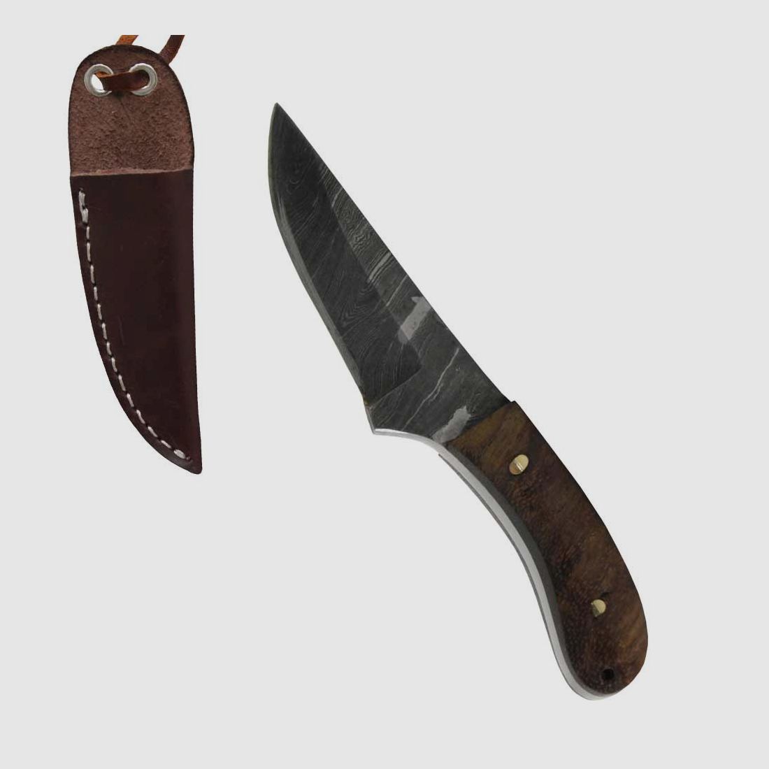 Damast kleines Mini-Messer mit Lederscheide