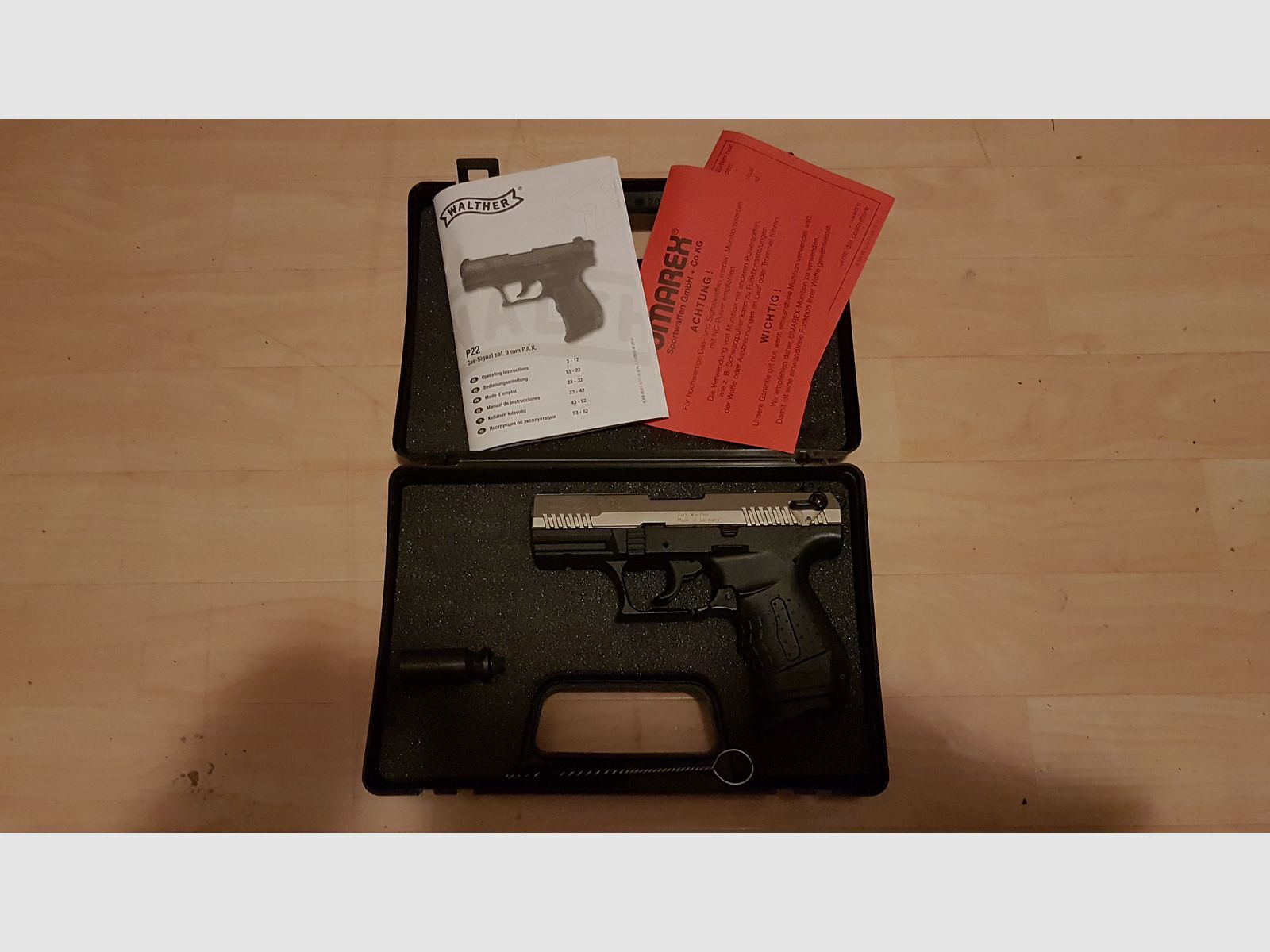 WALTHER P22 Pistolet d'alarme 9 mm P.A.K. Nickelé