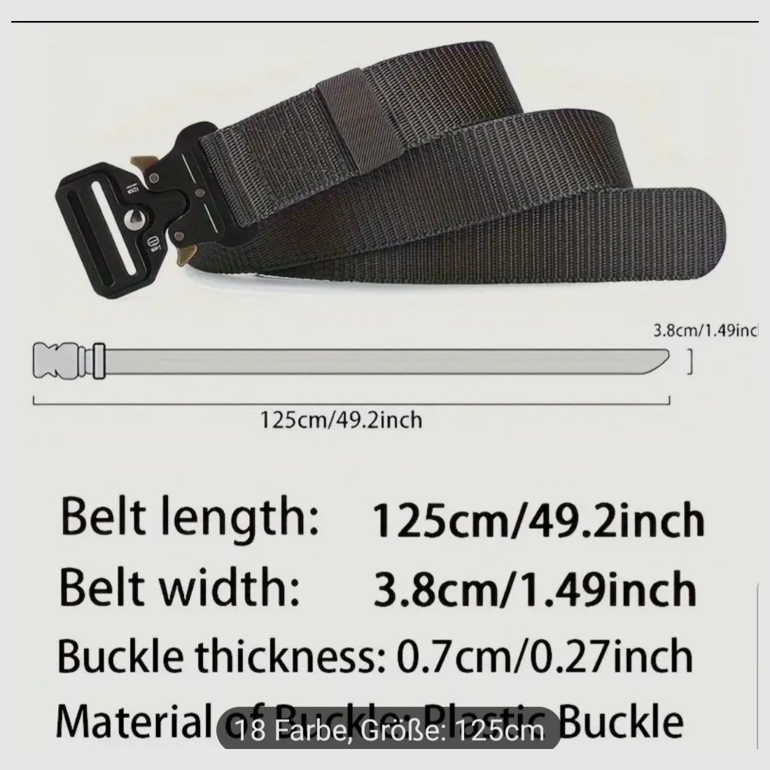 Taktischer Gürtel 125cm schwarz 