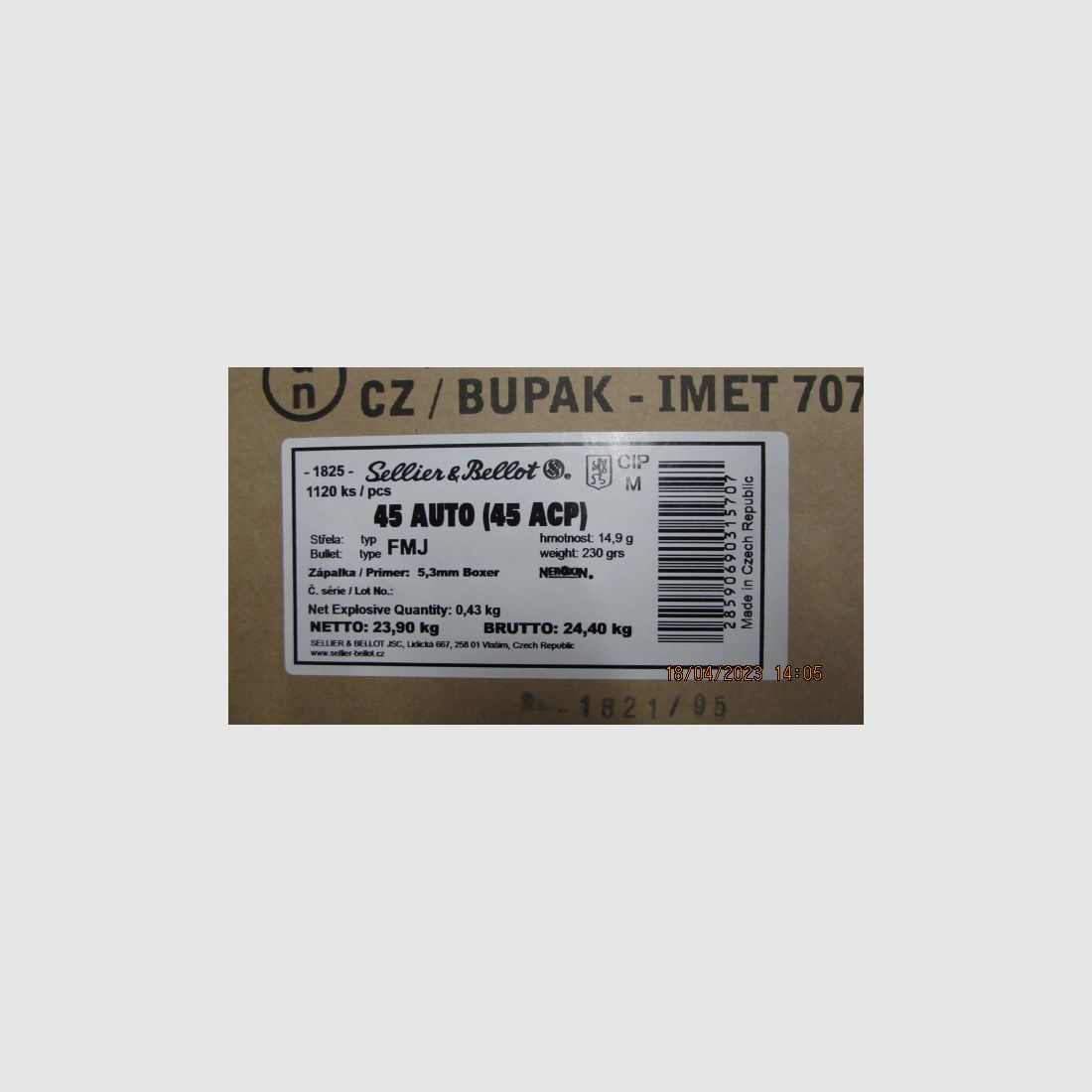 Sellier & Bellot .45AUTO 1120Stk. 1 Karton