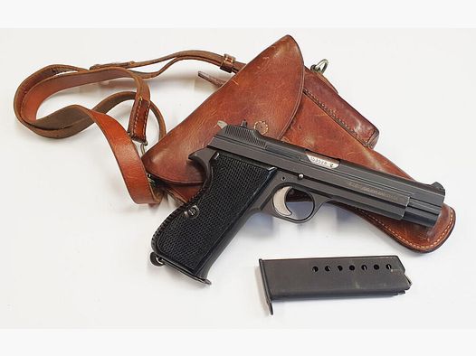 SIG Pistool SIG P210-2 in kaliber 9mm Luger (9x19) inclusief holster en reservemagazijn, GEMAAKT IN ZWITSERLAND