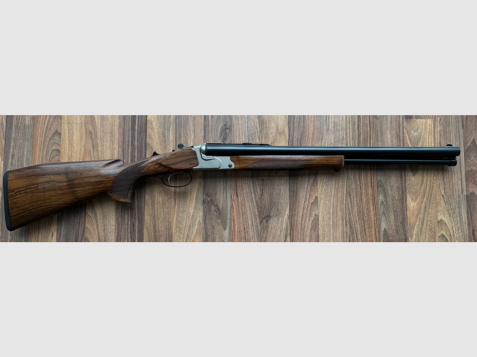 Drilling Krieghoff Optima 12/76, 12/76, 8x57 IRS , Rechtsschaft, Einabzug mit Rückstecher, Stahlbasküle vernickelt inkl. Standardgravur mit Randstich, Bild 1 von 2