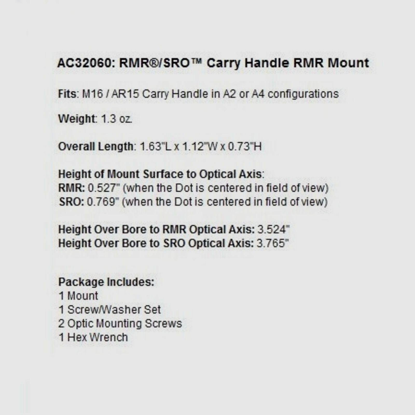 Trijicon RMR/SRO Carry Handle Montage