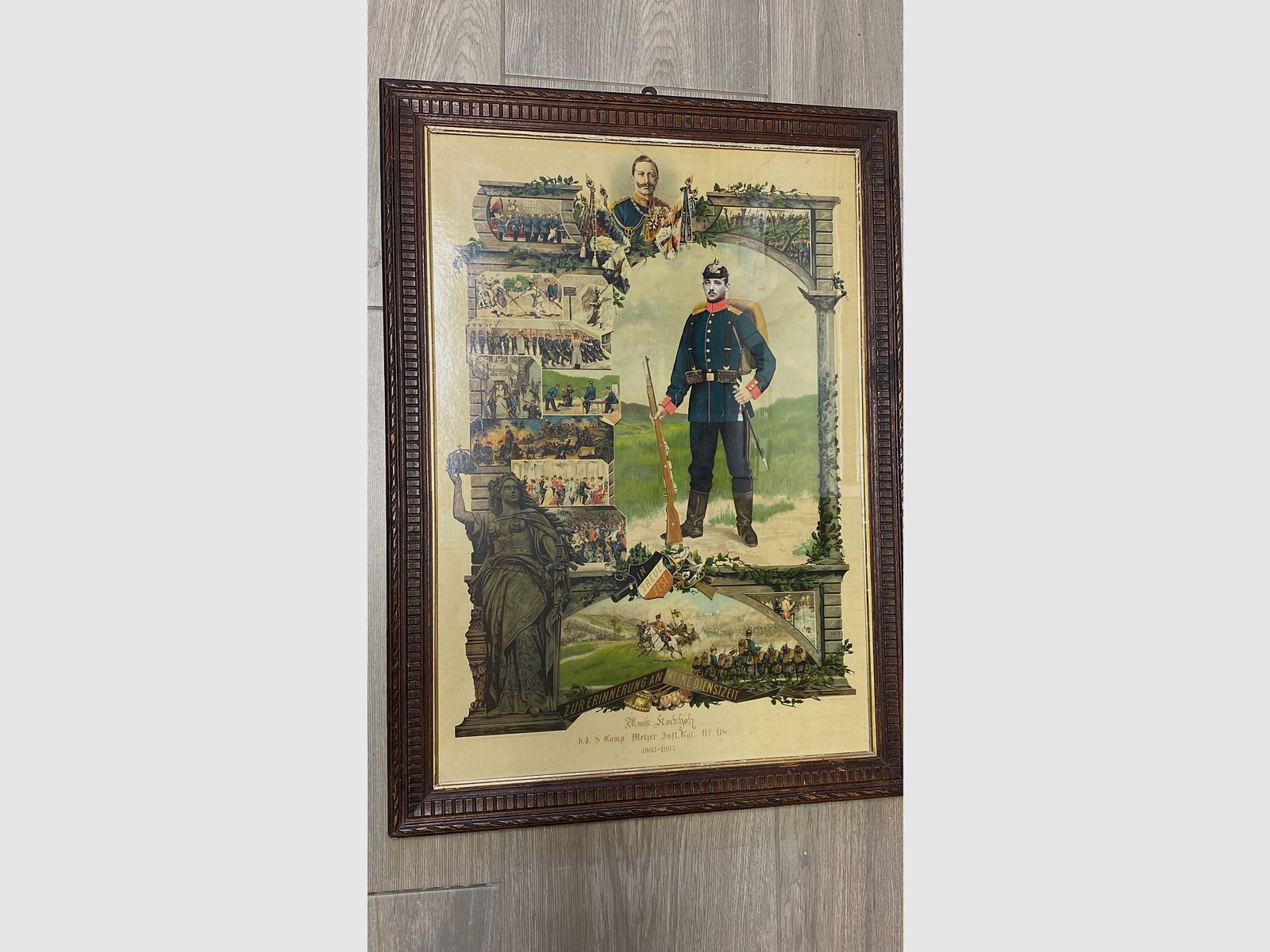 Pfeifenkopf Porzellan, Reservisten Pfeifenkopf mit Reservistenbild, Reservistenpfeife, Rockholz 1905