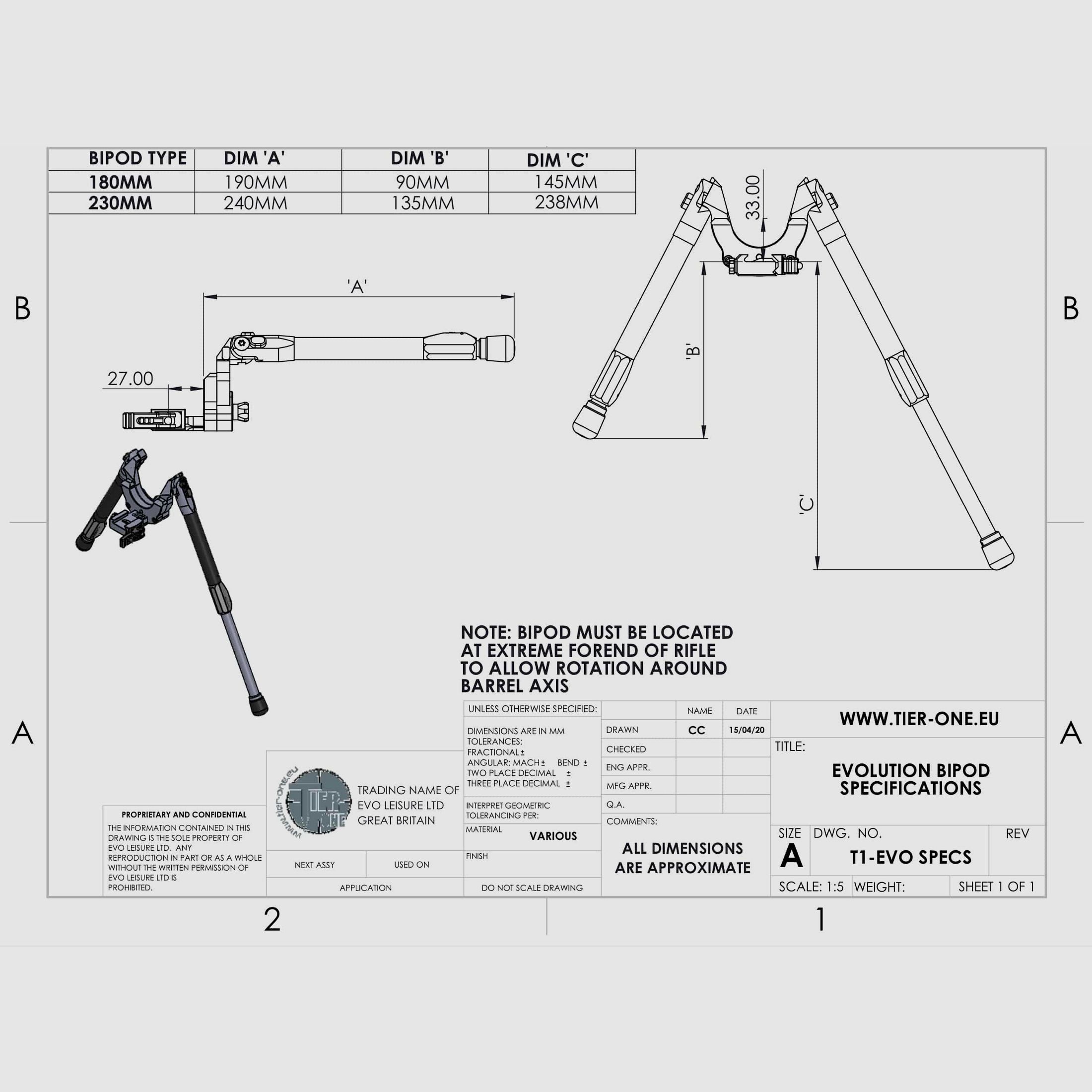 Tier One Evolution Bipod Carbon, Bild 6 von 6