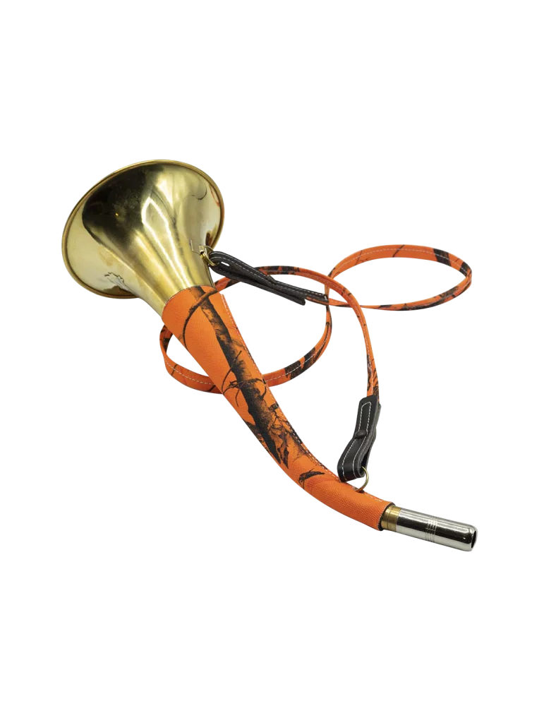 Januel Brass Pavilion Horn with Orange Camo, 40 cm