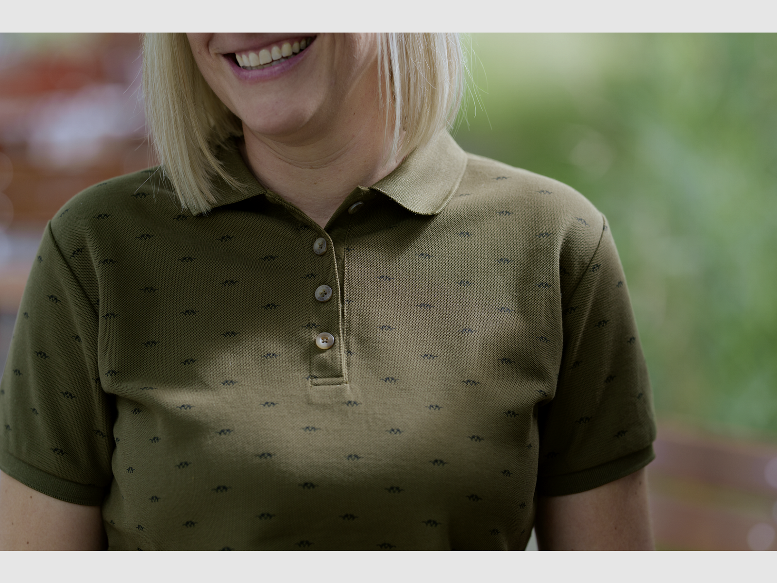 Blaser Allover Polo Shirt Ladies Dark Olive/Black, afbeelding 7 van 7