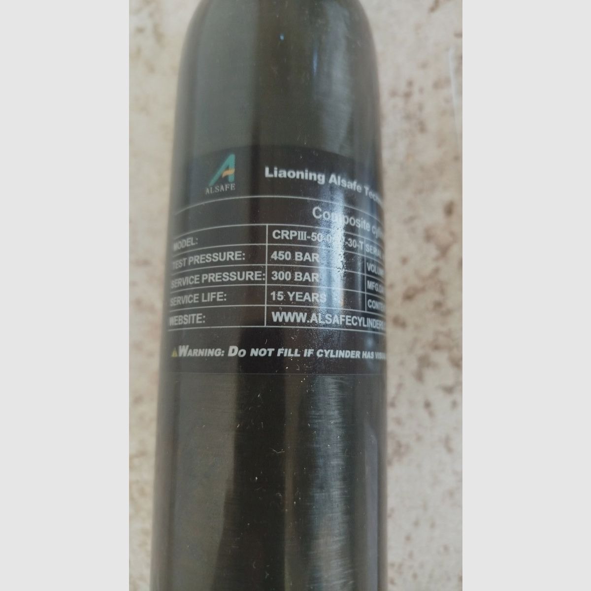 AEA HP Max MK1 Carbon Compositflasche 300bar 0,37l mit passendem Adapter
