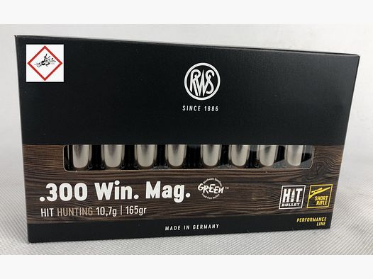 RWS HIT hunting cartridge cal. .300 Win Mag 165grs short rifle