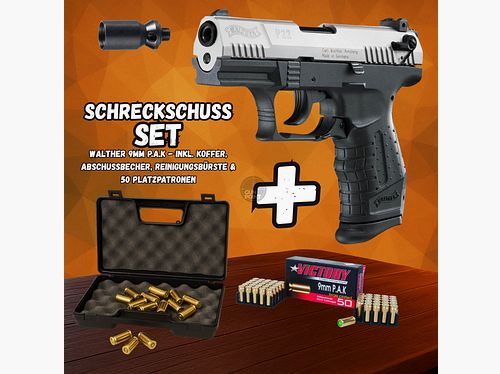 Conjunto de pistola de gas - Walther P22Q Bicolor - 9 mm P.A.K. incluyendo maletín y 50 disparos de munición