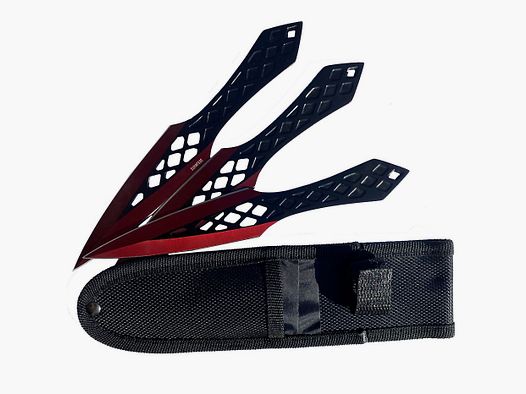 Set di 3 coltelli da lancio Kunai con fodero in nylon