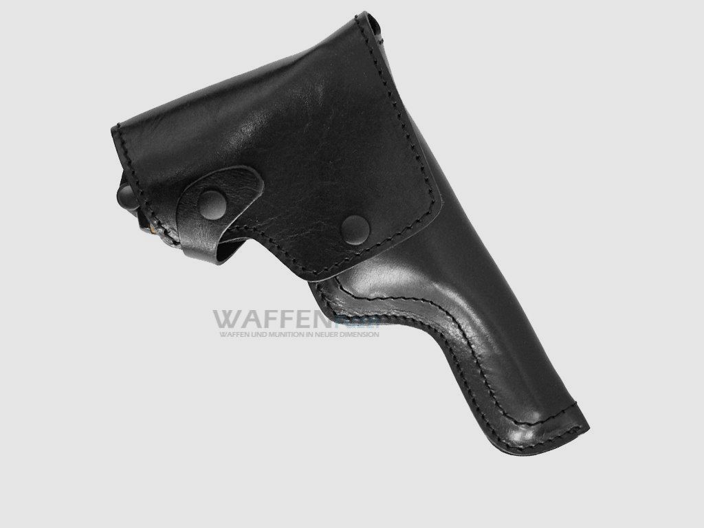 Leren holster voor P08 met riemlus zwart
