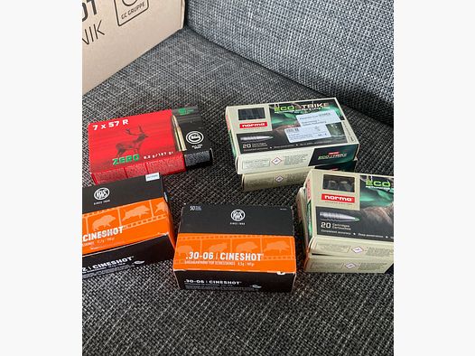 Munition 30-06, 8x57irs, 7x57r, 9,3x62, Cineshot, Ecostrike, Geco Zero